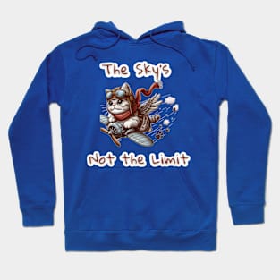 Sky Is Not The Limit - a gray cat flies wildly in the sky Hoodie